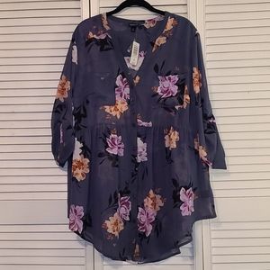 Torrid Size 2 Floral Chiffon Babydoll Tunic
